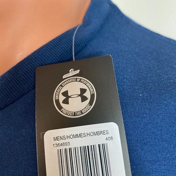 🌿Sale🌿 Under Armour Wordmark Blue Repead Sh Slv T-Shirt Men's Size 1364693 408 - Picture 4 of 7